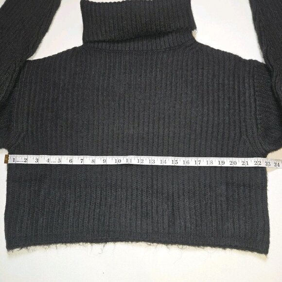 Thakoon Cropped Ribbed Turtleneck Sweater Black Womens Large Thick KN17 NWT New - Picture 4 of 10